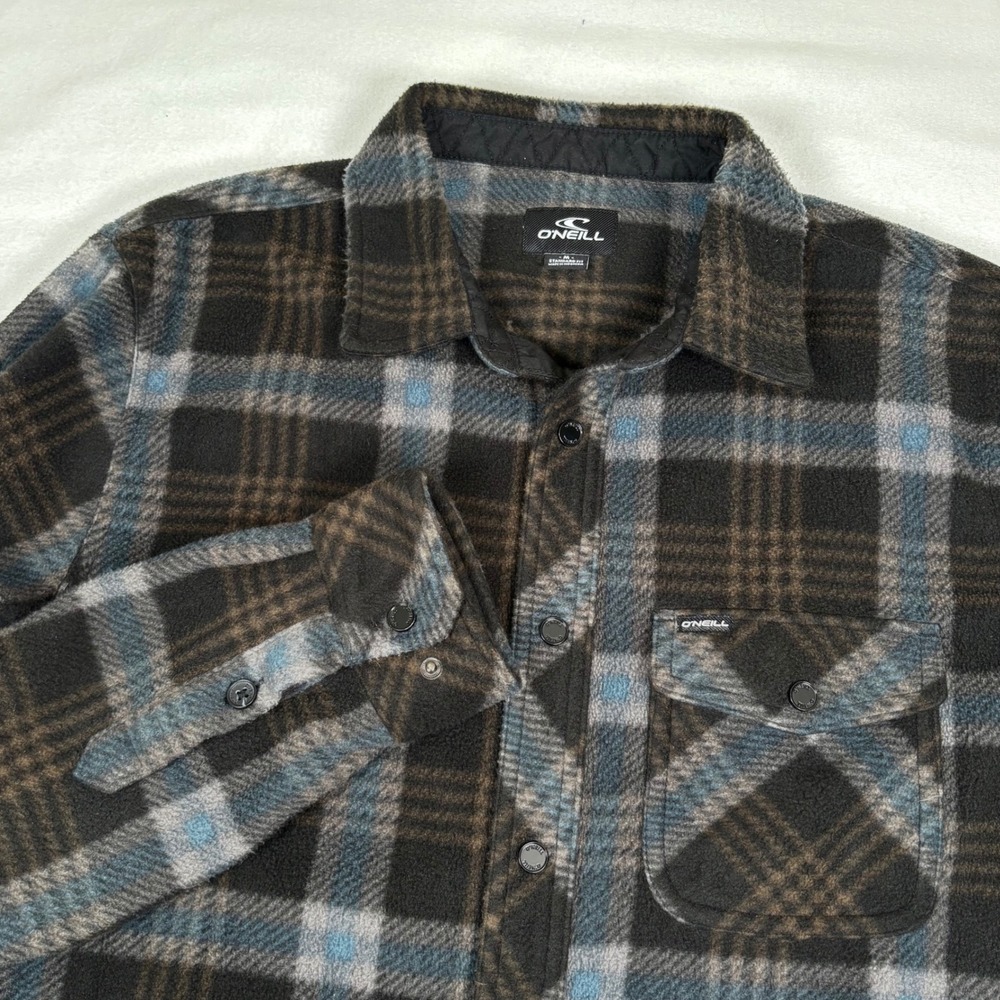 ONeill Mens M Plaid Flannel Blue Black Button Up‎ Shirt Long Sleeve